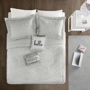 4pc Twin/Twin Extra Long Nova Metallic Comforter S Gray/Silver